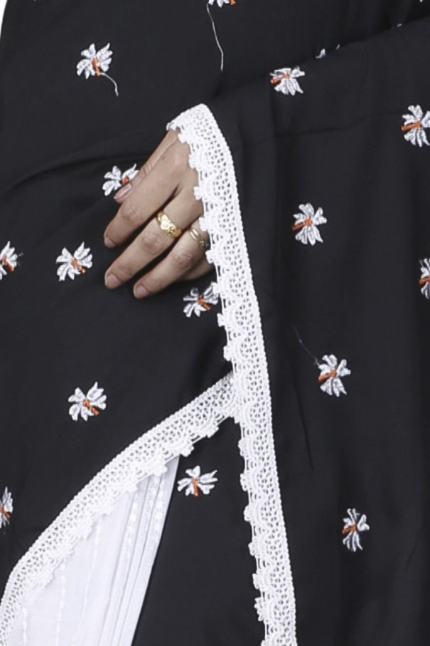 Black White Pure Cotton LalPori Hand Loom Saree (1256)